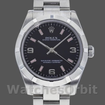 Replica Rolex Oyster Perpetual 31 mm Donna-177210-Dal quadrante nero-Batone rosa nero