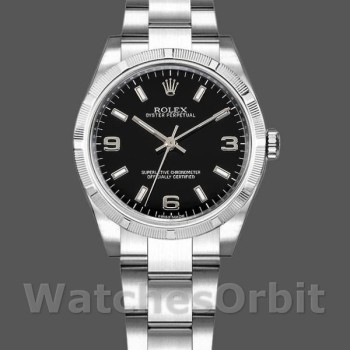 Replica Rolex Oyster Perpetual-177210 da donna, 31 mm, acciaio inossidabile, quadrante nero, Lady Black