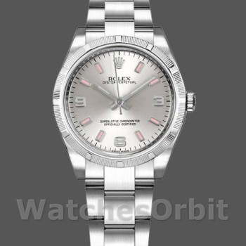 Replica Rolex Oyster Perpetual 31 mm Donna-177210-Calrante argento-Indici rosa Argento