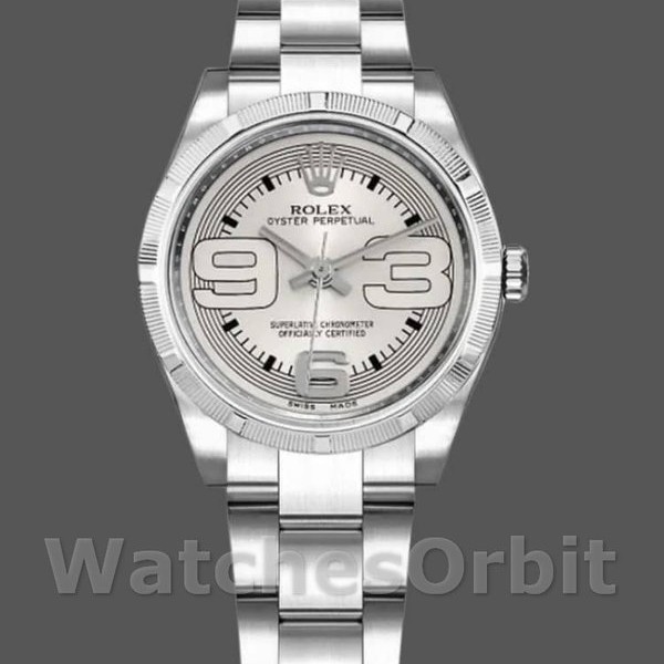 Replica Rolex Oyster Perpetual 31 mm Donna-177210-Argento Maxi Quadrante Arabo Argento