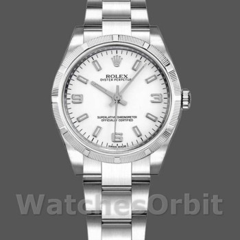 Replica Rolex Oyster Perpetual 31 mm Donna-177210-Acciaio inossidabile-Dal quadrante bianco Bianco