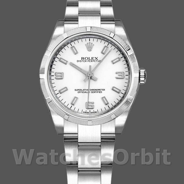 Replica Rolex Oyster Perpetual 31 mm Donna-177210-Acciaio inossidabile-Dal quadrante bianco Bianco