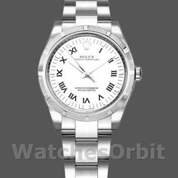 Replica Rolex Oyster Perpetual 31 mm Donna-177210-Acciaio inossidabile-Comparatore romano bianco Bianco