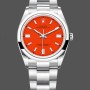 Replica Rolex Oyster Perpetual-126000 0007 unisex, Oystersteel, quadrante rosso corallo, bracciale Oyster rosso