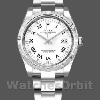 Replica Rolex Oyster Perpetual Date 36mm Unisex-115210-Comparatore bianco con numeri romani Bianco