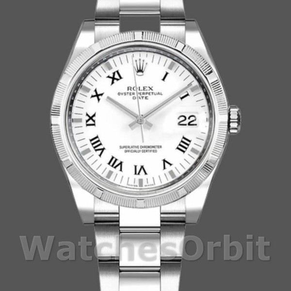 Replica Rolex Oyster Perpetual Date 36mm Unisex-115210-Comparatore bianco con numeri romani Bianco