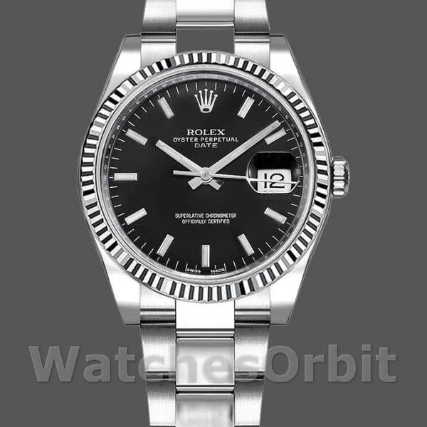 Replica Rolex Oyster Perpetual Unisex 34mm Unisex-115234-Comparto nero Nero