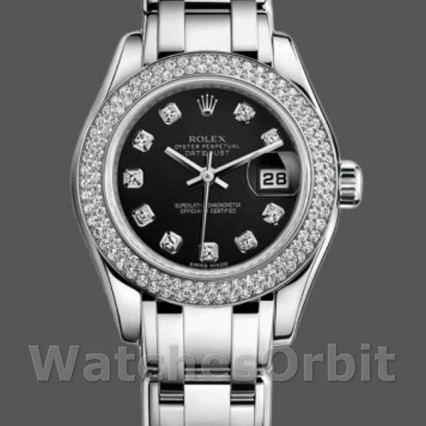 Replica Rolex Pearlmaster 29mm Donna-80339-Lussuosa lunetta con diamanti