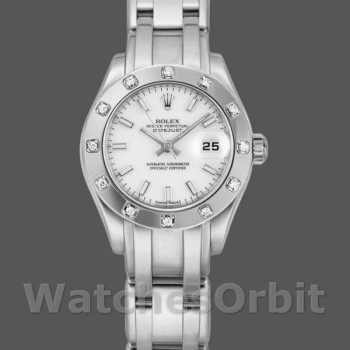 Replica Rolex Pearlmaster 29 mm Donna-80319-Componente bianco Lusso