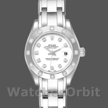 Replica Rolex Pearlmaster 29 mm Donna-80319-Comparatore bianco-Diamanti Lusso