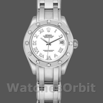Replica Rolex Pearlmaster 29 mm Donna-80319-Comparatore romano bianco Lusso