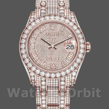 Replica Rolex Pearlmaster 39 mm Uomo-86405RBR-Dal quadrante in oro rosa con diamanti Lusso