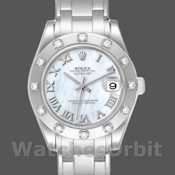 Replica Rolex Pearlmaster 34 mm Donna-81319-MOP Quadrante Lusso