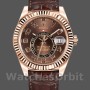Replica Rolex Sky-Dweller 42 mm Uomo-326135-Cioccolato Quadrante marrone arabo a raggiera