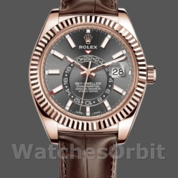 Replica Rolex Sky-Dweller 42 mm Uomo-326135-Dal quadrante rodio scuro Rodio scuro