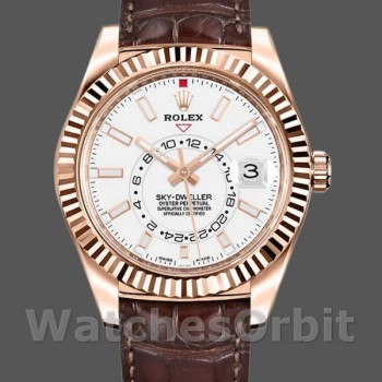 Replica Rolex Sky-Dweller 42 mm Uomo-326135-Calrante bianco-Oro rosa bianco