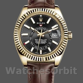 Replica Rolex Sky-Dweller 42 mm Uomo-326138-Calrante nero-Oro giallo nero<br />