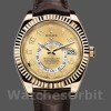 Replica Rolex Sky-Dweller 42 mm Uomo-326138-Champagne Quadrante arabo-Oro giallo Champagne