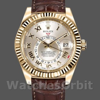 Replica Rolex Sky-Dweller 42 mm Uomo-326138-Calendario argento scuro-Oro giallo Argento<br />