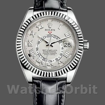 Replica Rolex Sky-Dweller 42 mm Uomo-326139-Comparatore romano avorio-Cinturino in pelle Avorio<br />