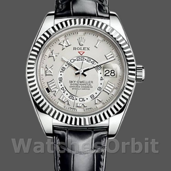 Replica Rolex Sky-Dweller 42 mm Uomo-326139-Comparatore romano avorio-Cinturino in pelle Avorio<br />
