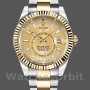Replica Rolex Sky-Dweller 42mm Uomo-326933-Comparatore champagne-Acciaio inossidabile Champagne