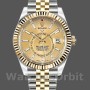 Replica Rolex Sky-Dweller 42mm Uomo-326933-Acciaio inossidabile e oro giallo-Calendario champagne Champagne