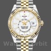 Replica Rolex Sky-Dweller 42mm Uomo-326933-Acciaio inossidabile e oro giallo-Calendario bianco Bianco
