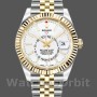 Replica Rolex Sky-Dweller 42mm Uomo-326933-Acciaio inossidabile e oro giallo-Calendario bianco Bianco