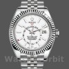 Replica Rolex Sky-Dweller 42 mm Uomo-326934-Ghiera scanalata-Comparatore bianco Bianco