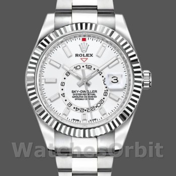 Replica Rolex Sky-Dweller 42 mm Uomo-326934-Acciaio inossidabile-Comparatore bianco Bianco