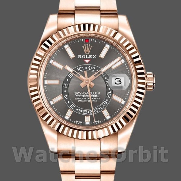 Replica Rolex Sky-Dweller 42 mm Uomo-326935-Oro scuro-Dal rodio scuro Quadrante rodio scuro <br />