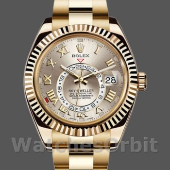 Replica Rolex Sky-Dweller 42 mm Uomo-326938-oro giallo-quadrante argento Argento