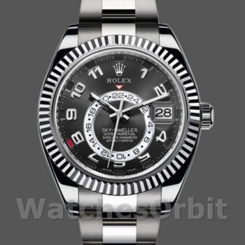 Replica Rolex Sky-Dweller 42 mm Uomo-326939-Ghiera scanalata-Comparatore nero Nero<br />