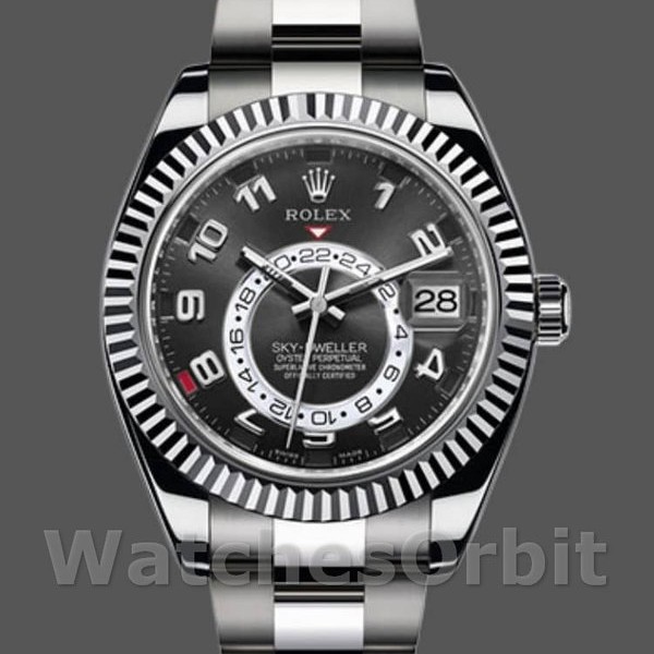 Replica Rolex Sky-Dweller 42 mm Uomo-326939-Ghiera scanalata-Comparatore nero Nero<br />