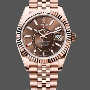 Replica Rolex Sky-Dweller 42-m336935 0006, oro Everose, quadrante cioccolato Quadrante cioccolato