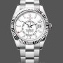 Replica Rolex Day Date unisex 36-128236 0009, lunetta scanalata, bracciale in platino, blu ghiaccio