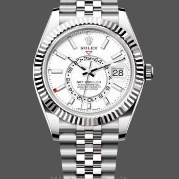 Replica Rolex Sky Dweller 42mm Quadrante Bianco Lunetta Scanalata M336934 0004 Uomo Quadrante Bianco