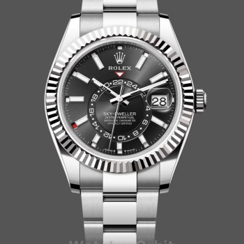 Replica Rolex Sky Dweller 42mm Bianco Rolesor Quadrante Nero Uomo M336934 0007 Quadrante Nero Uomo