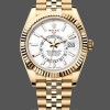 Replica Rolex Sky-Dweller 42-M336938 0006, Oro giallo, GMT, Quadrante bianco, Stile Giubileo, Uomo Bianco