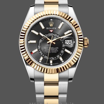 Replica Rolex Sky Dweller 42mm Giallo Rolesor Quadrante Nero Oyster M336933 0003 Uomo Quadrante Nero
