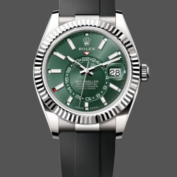 Replica Rolex Sky Dweller 42 mm Quadrante nero Cinturino in gomma M336239 0002 Uomo Quadrante verde