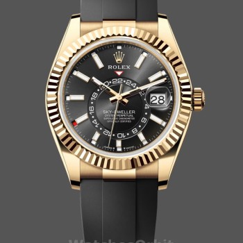 Replica Rolex Sky-Dweller-m336238 0002, 42 mm, oro giallo, quadrante nero, Uomo Nero