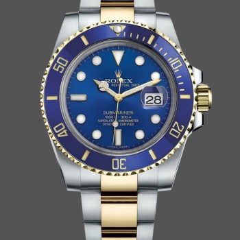 Replica Rolex Submariner Date 40mm Uomo-116613LB-Due toni-Comparto blu Blu