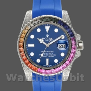 Replica Rolex Submariner 40 mm Uomo-116610-Calrante blu-Cinturino in gomma blu Blu