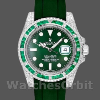 Replica Rolex Submariner 40 mm Uomo-116610-Calrante verde-Cinturino in gomma verde