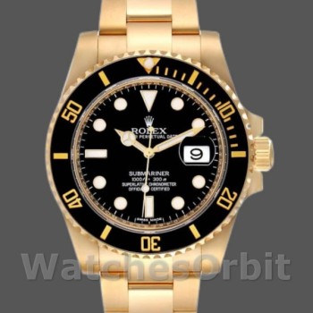 Replica Rolex Submariner 40mm Uomo-116618-Oro giallo-Calendario nero Nero