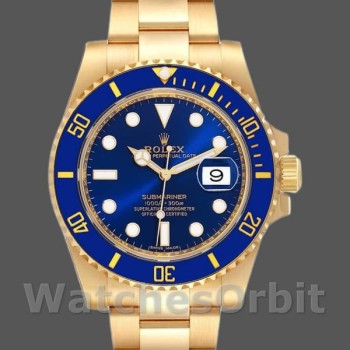 Replica Rolex Submariner 40 mm Uomo-116618-oro giallo-quadrante blu Blu