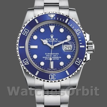 Replica Rolex Submariner 40 mm Uomo-116619LB-oro bianco-quadrante blu Blu