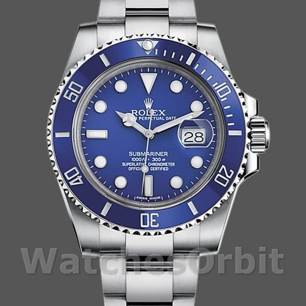 Replica Rolex Submariner 40 mm Uomo-116619LB-oro bianco-quadrante blu Blu